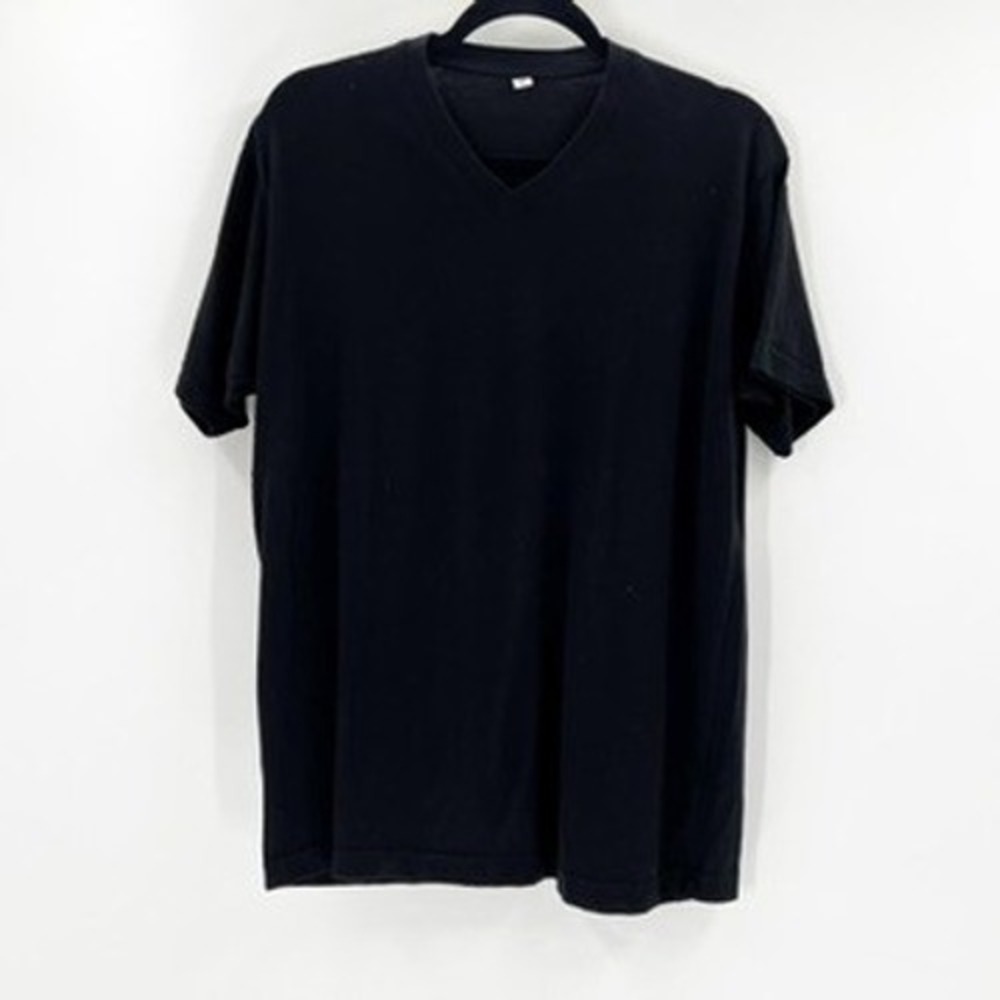 UNIQLO Black V Neck Short Sleeve Basic T Shirt Women‎ Size M Cotton Blend